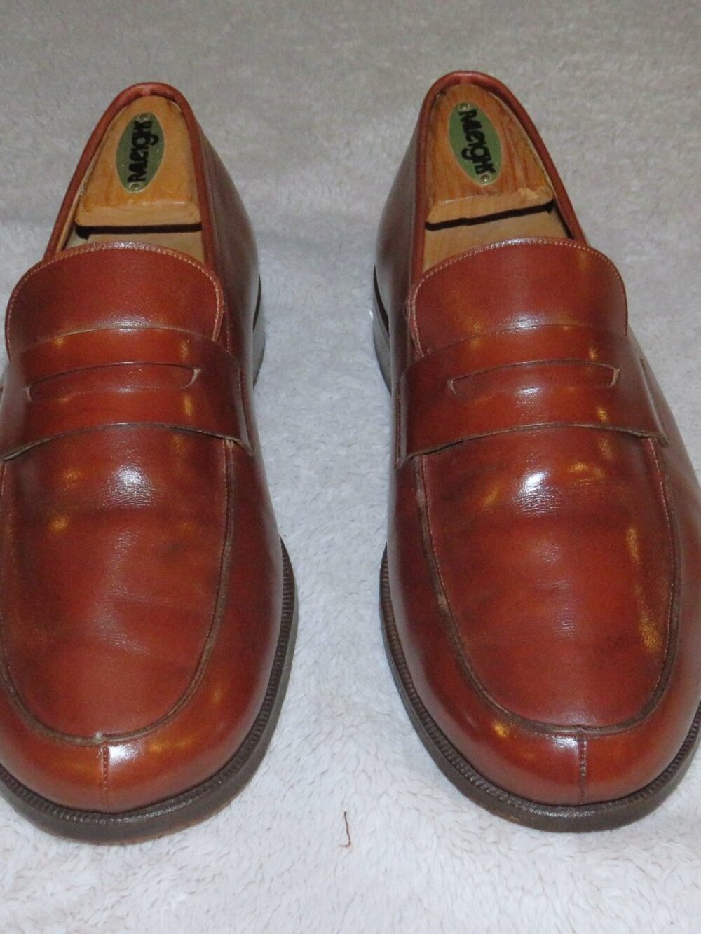 E. Vogel Bespoke Mahogany Calf Leather Split Toe Penny Loafer 11 EE